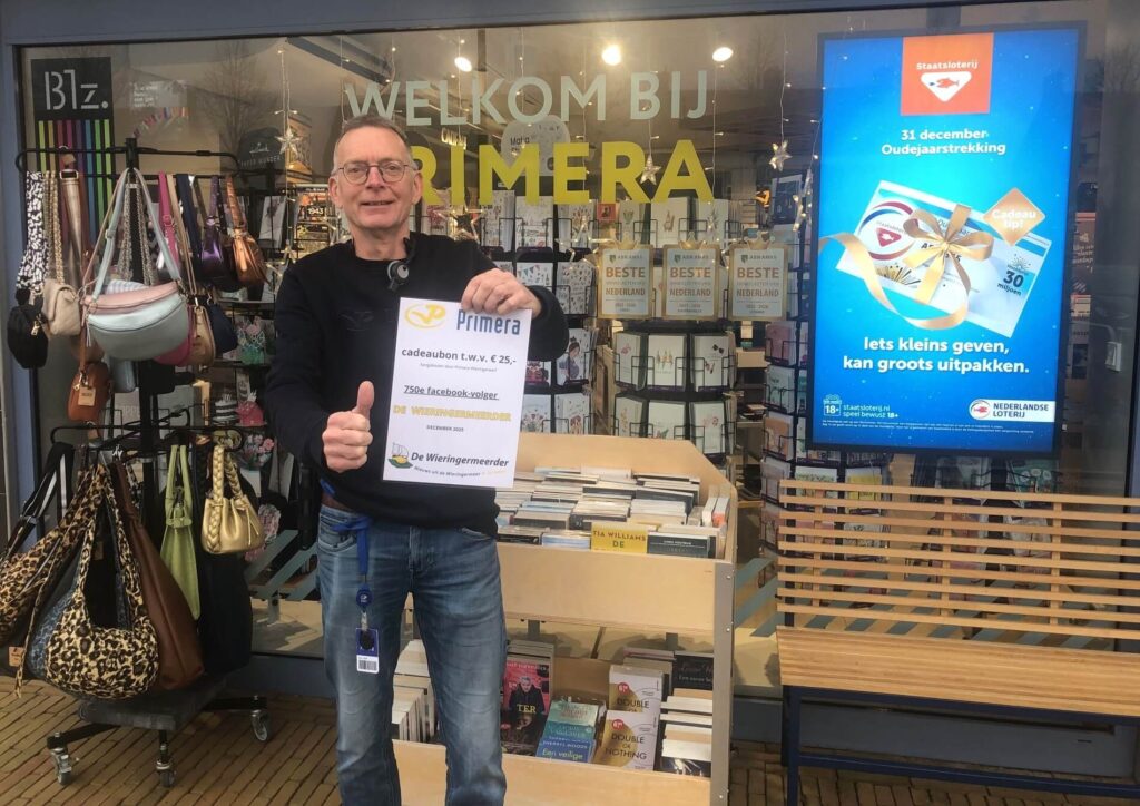 Primera Wieringerwerf met de cadeaubon van De Wieringermeerder